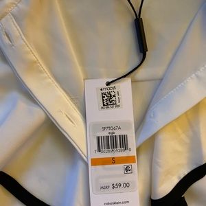 Calvin Klein, white and black sleeveless blouse